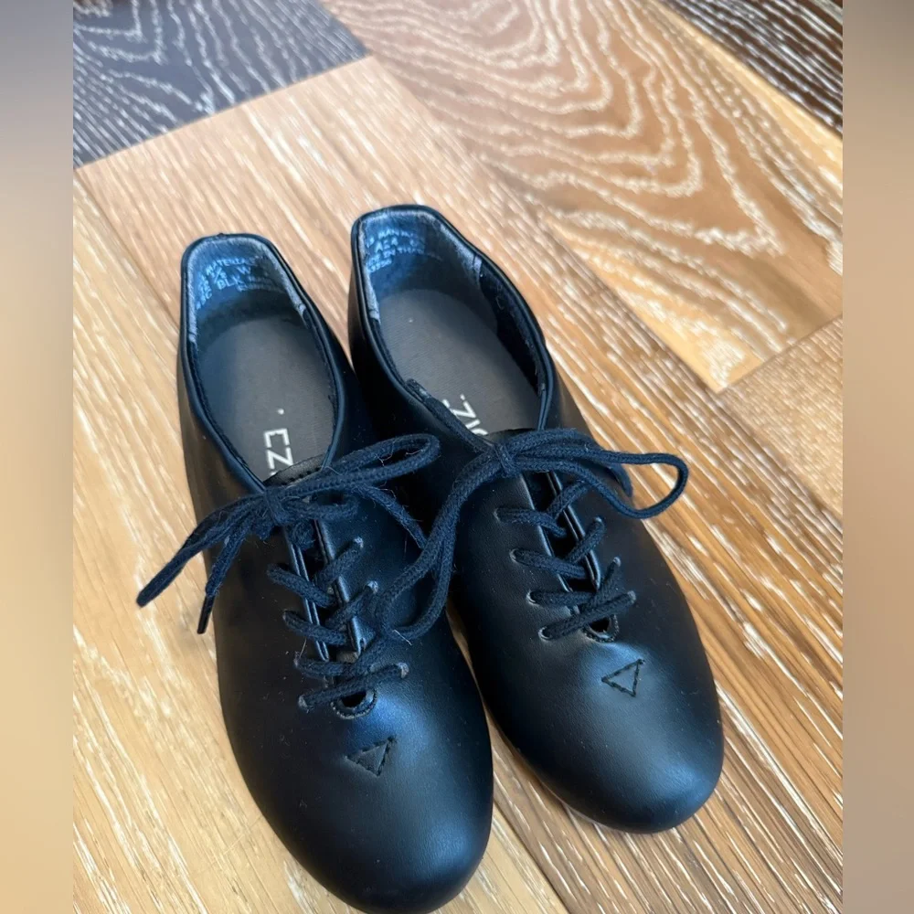 Capezio tele tone girls Black Tap Dance Shoes size 12.5 - Picture 2 of 8